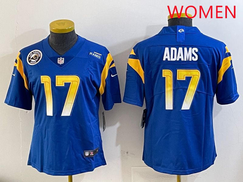 Women Los Angeles Rams 17 Adams Blue Second generation 2025 Nike Limited NFL Jersey style 2